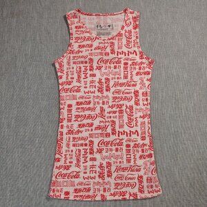 Coca Cola Shirt Recycled Bottle Tank Top All Over Print Multi Language Womens